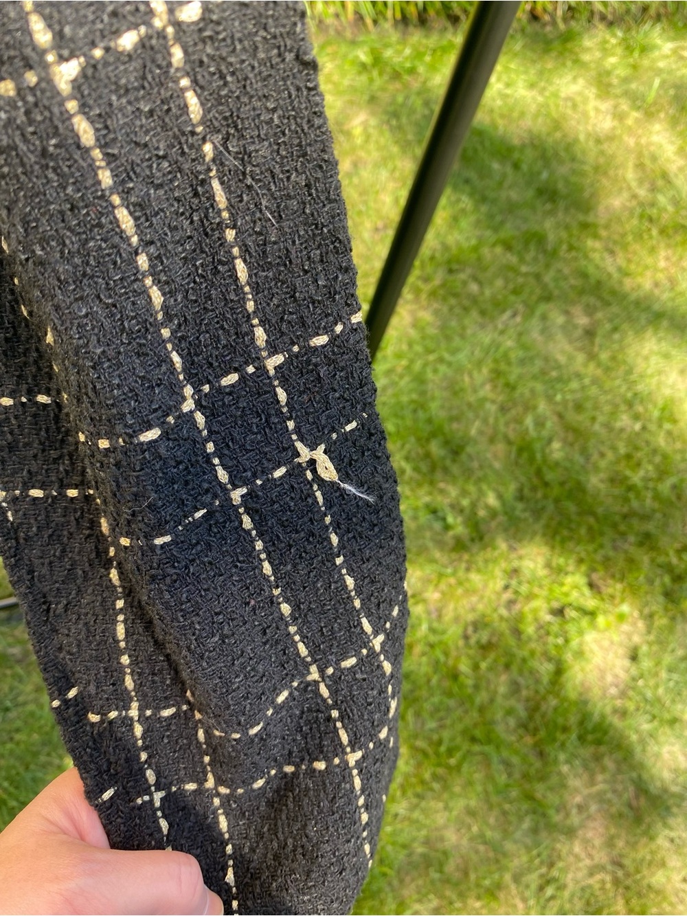 BloomChic Black Windowpane Metallic Plaid Jacket with Gold Buttons - Picture 6 of 6
